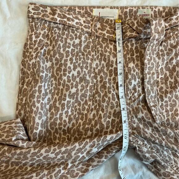 by Anthropologie The Wanderer Animal Print Pants Belted Straight Leg Tan 32 - Picture 7 of 14